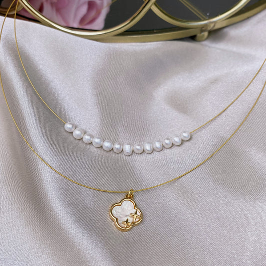 River Pearls necklace with decorative pendant (adjustable length 38cm+5cm)